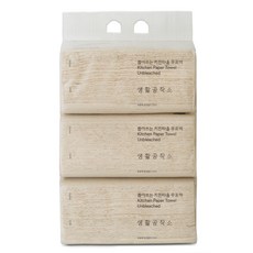 생활공작소 뽑아쓰는 무표백 천연펄프 키친타올, 100매, 3개