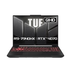 에이수스 2024 TUF 게이밍 A16 라이젠9 라이젠 7000 시리즈 지포스 RTX 4070, 메카그레이, 2048GB, 32GB, Win11 Home, FA607PI-QT084