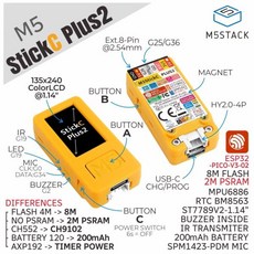 IoT 개발 보드 그래픽 프로그래밍 세트 M5Stack StickC PLUS2 ESP32, 1개