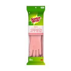 스카치브라이트 베이직 고무장갑 5p, 1세트, 중(M), 파스텔 핑크