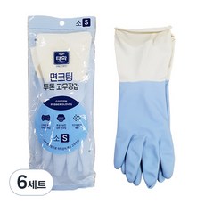 태화 면코팅 투톤 고무장갑 양손착용, 블루, 소(S), 6개