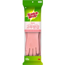스카치브라이트 베이직 고무장갑 5개입, 1세트, 대(L), 파스텔 핑크
