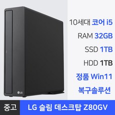 엘지전자 중고컴퓨터 슬림 데스크탑 Z80GV 코어 i5 10세대 본체 정품 윈도우 1년 무상AS, WIN11 Pro, 2TB, 32GB, 블랙