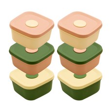 국산 실리콘밥팩 냉동밥보관용기 전자레인지 밀폐 소분용기 300ml, 6개, 300그린(2P)+피치(2P)+버터(2P)