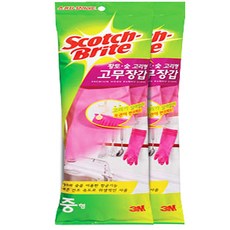 스카치브라이트 황토 숯 고리형 고무장갑, 2개